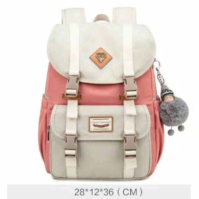 MOEZHA TAS _ Tas Ransel (DIAMOND) Laptop Tas sekolah Wanita Korea Waterproof Shockproof PL952