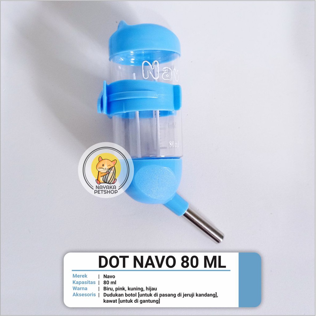 Navo 80 ml Dot Botol Tempat Minum Hewan Hamster Tupai Bajing Gerbil Sugar Glider Tikus