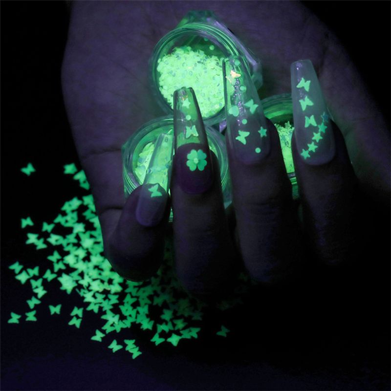 SIY  6 Bottle Luminous Sequins Glow In the Dark Glitters Fluorescent Sequins Resin Jewelry Findings Nail Art Craft Tools