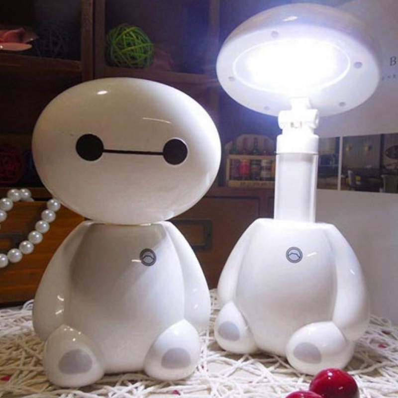 Lampu LED Meja Baca Tidur Belajar Model Kartun Baymax Rechargeable