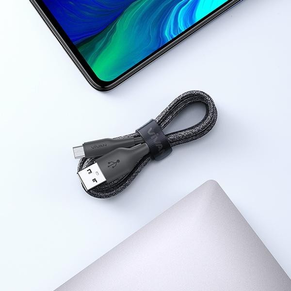 KABEL DATA MicroUSB VIVAN FM100S Fast Charging 2.4A 100cm  Android  -  ORIGINAL Garansi Resmi 1tahun