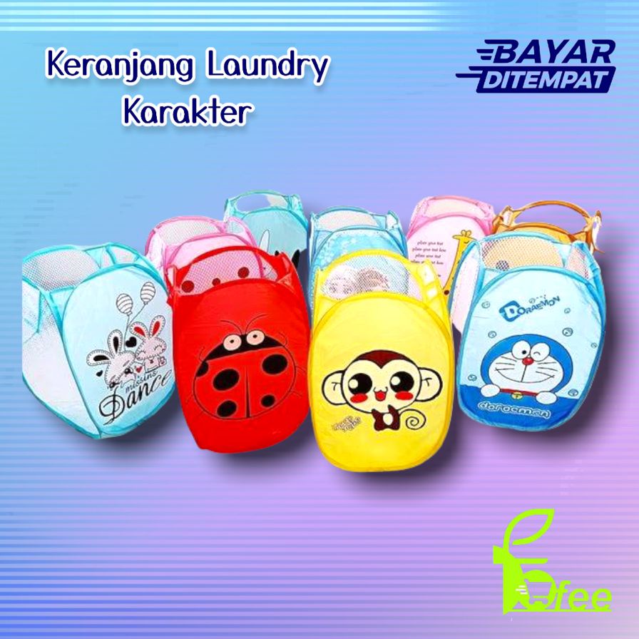 [IMPORT] - Keranjang Baju Laundry Jaring Multifungsi Karakter Kode K01