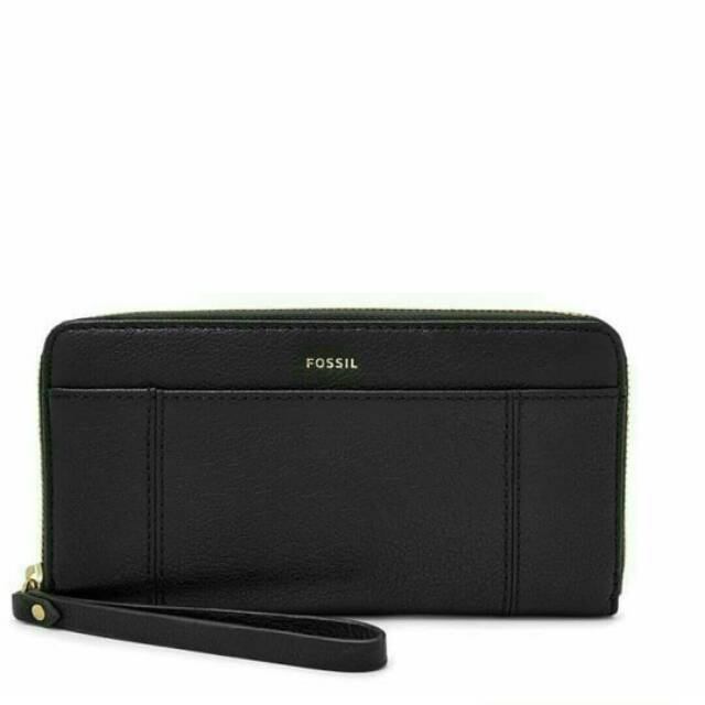 Dompet Fossil Jori RFID Zip Clutch Black Original