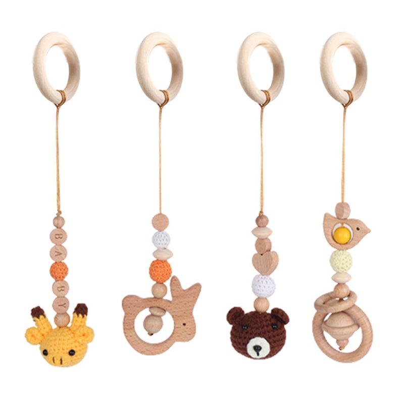 Mary 4pcs / Set Mainan Rattle Teether Kayu Bayi Newborn