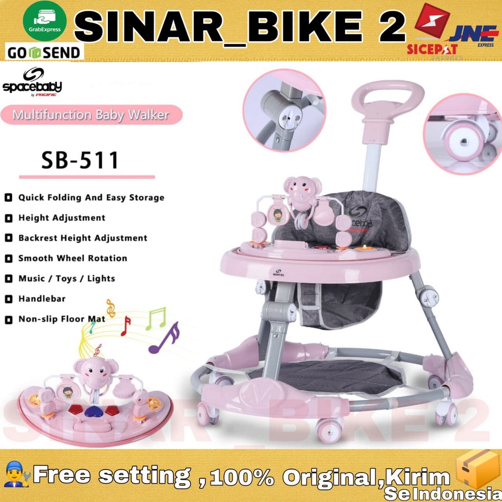 Baby Walker SPACEBABY SB 513 , 511 Dorong Musik Lampu Mainan Bayi