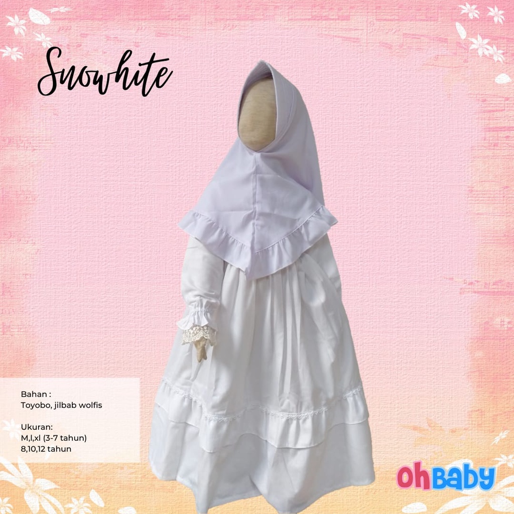 (4-14 th) Gamis Anak Putih Oh Baby Snowhite