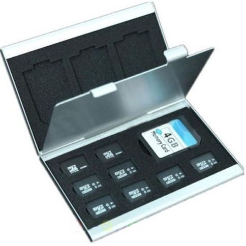 Tempat Memory Card Case Aluminium 18 in 1 (16 Micro SD + 2 SD)