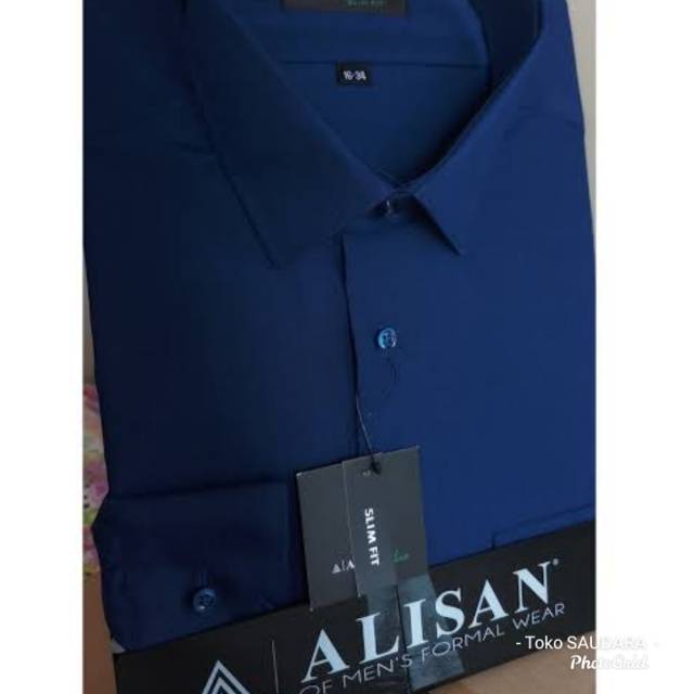 Kemeja formal pria alisan panjang biru dongker/navy original