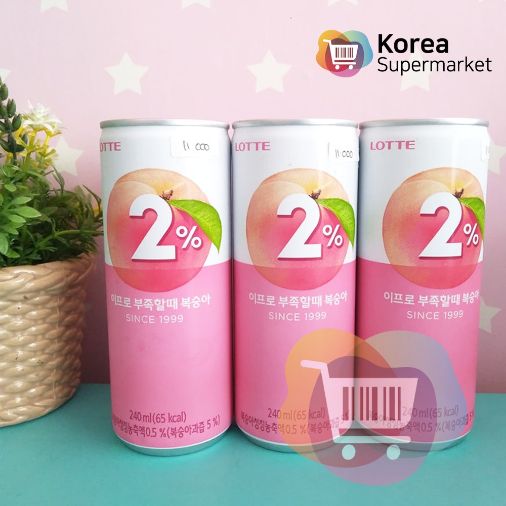 Lotte Refreshing Water 2% Peach 240ml/Minuman segar Rasa Buah Peach Asli Korea