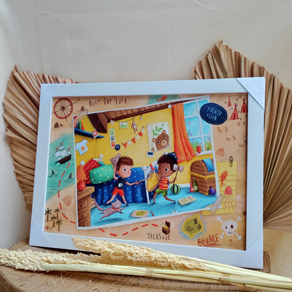 Hiasan dinding kamar pajangan wall decor rumah quotes anak bermain 32x44