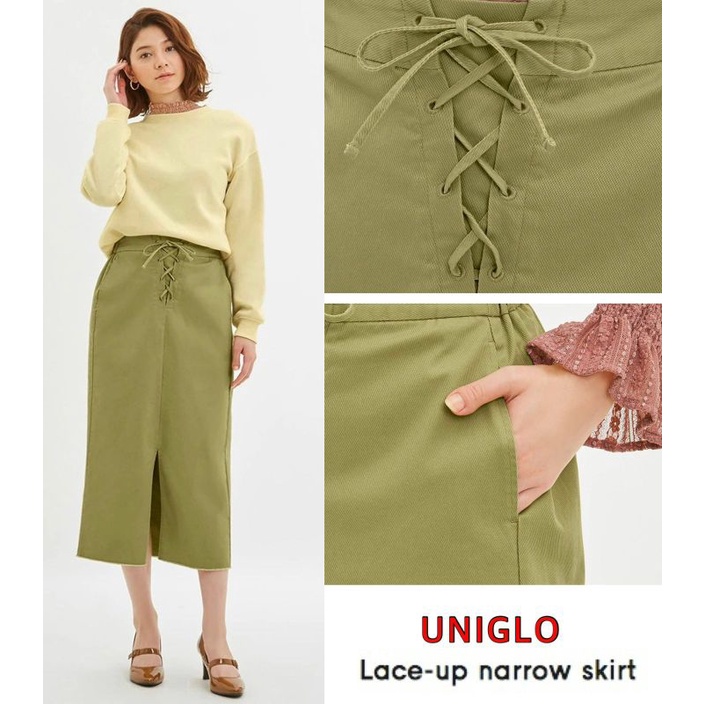 Unq lace up narrow skirt