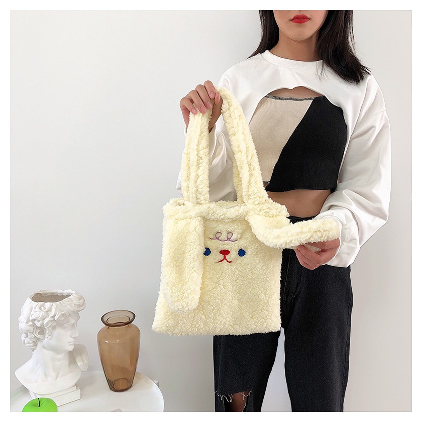 TB-56 tas bahu wanita bulu boneka winter musim dingin import jepang korea rabbit kampus sekolah