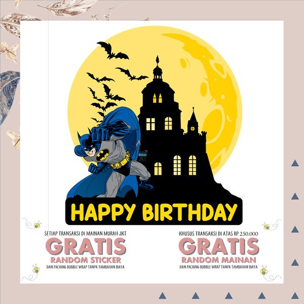 PERLENGKAPAN PESTA BACKGROUND KUE BATMAN CAKE TOPPER HIASAN KUE ULTAH