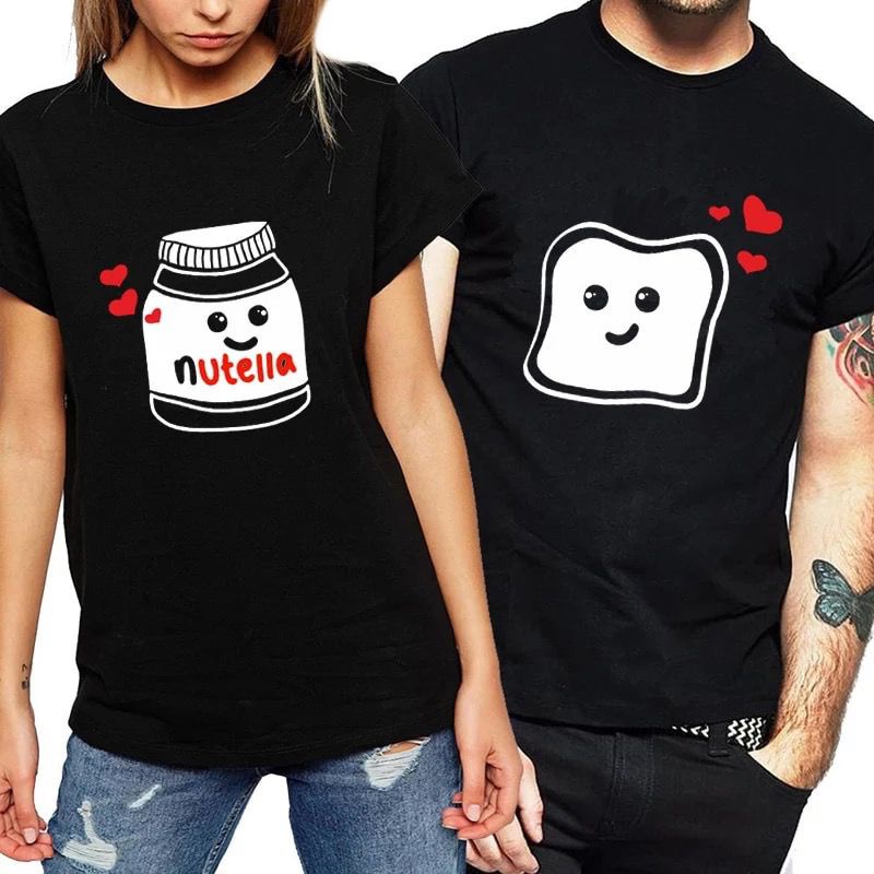 MYSTIQUE.ID-BAJU KAOS COUPLE NUT*ELLA&amp;BREAD T-SHIRT LUCU DAN AESTHETIC