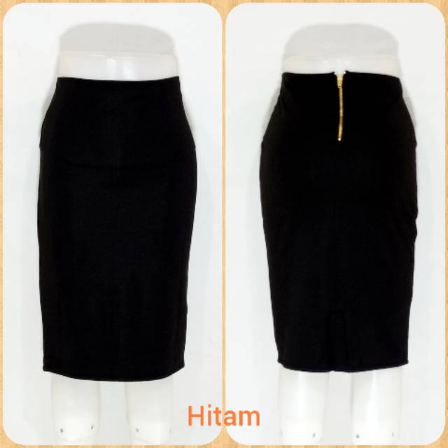 Rok Pendek Span Kerja Kantor Hitam Bahan Karet