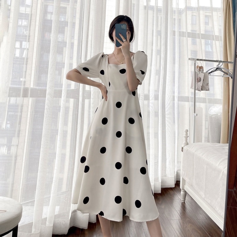 Dress Korea U-neck Polkadot M03