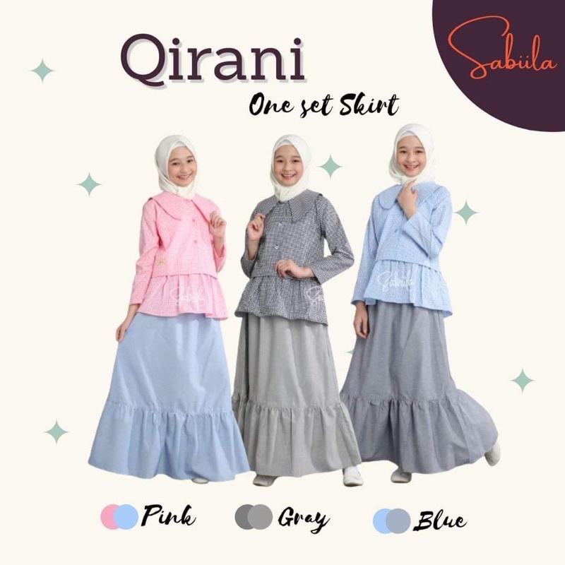 RAF SABIILA One Set Skirt Qirani Teen Baju Atasan Bawahan Rok Anak Perempuan