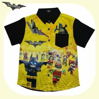  Baju  kemeja anak laki laki gambar  3D BATMAN LEGO Kuning 