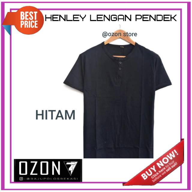 Promo Spesial Kaos kancing henley pendek polos FREE Gelang tali sepatu prusik paracord