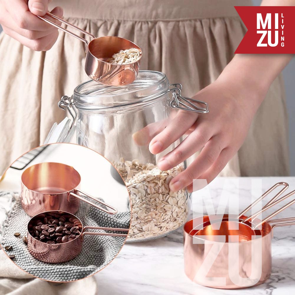 MIZU MISURINI ROSE GOLD 4in1 Set Measuring Cups Sendok Takar Emas Stainless Steel BPA-Free