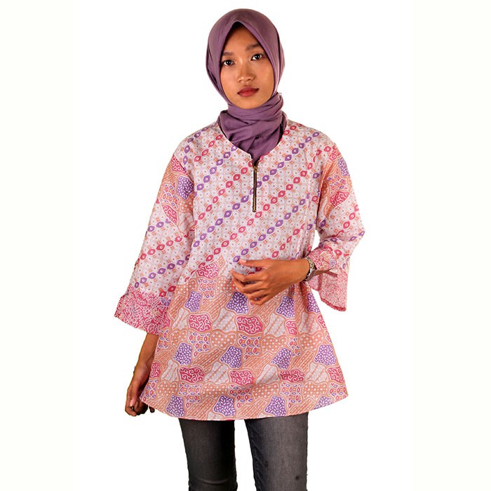 Blouse Muslim Batik I Baju Muslim Batik Wanita I Blouse Kerja Batik Fadya 6