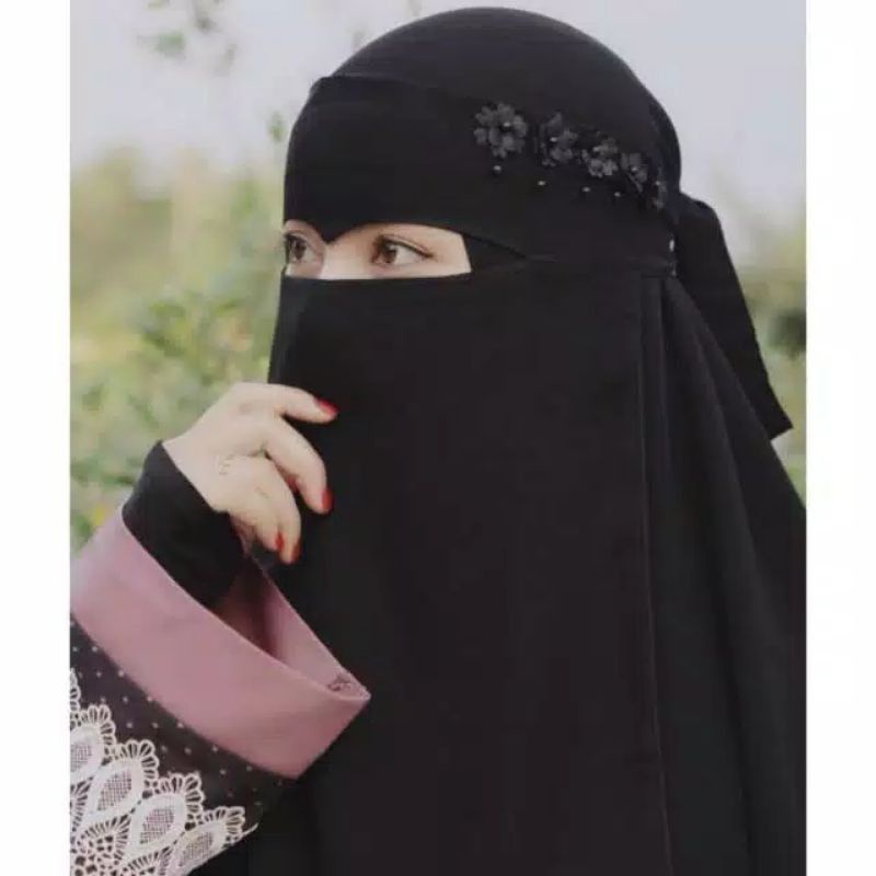 bandana ELANG SAKURA niqob bandana elang bunga sakura bandana cantik Cadar hitam temboro niqob elang