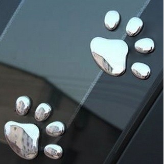 Bayar Di Tempat Stiker Mobil 3d Jejak Kaki Anjing 3d Warna Krom