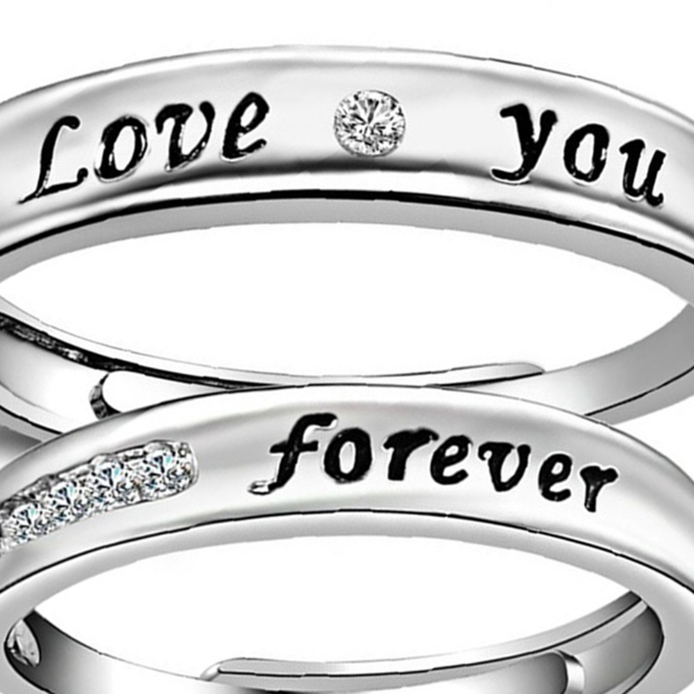 Hu Hu Hu Hu Hu Alat Bantu Pasang Kacamata♡ Set Cincin Berlian Imitasi Motif Love You Forever Untuk Pasangan