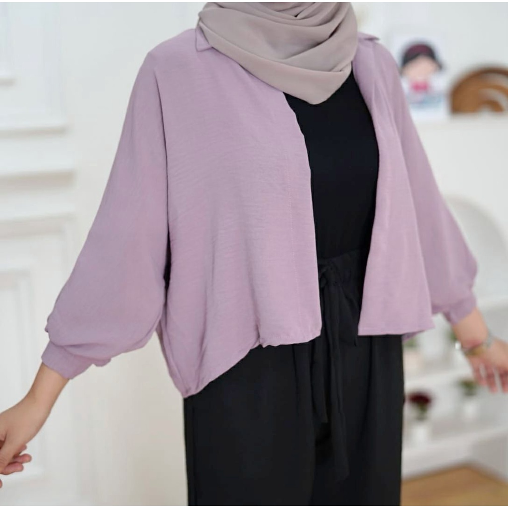 Weijia Fashion OOTD Wanita Cardigan WISMA / MARSHEY BATWING OVERSIZE OUTER CRINKLE / Pakaian Cardi K