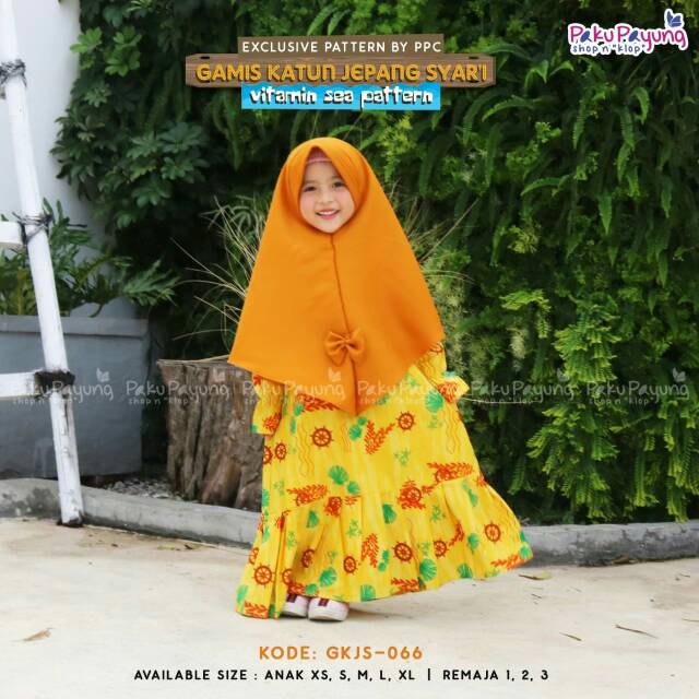  Paku  Payung  Gamis  Anak  Katun Jepang Vit SEA Series 
