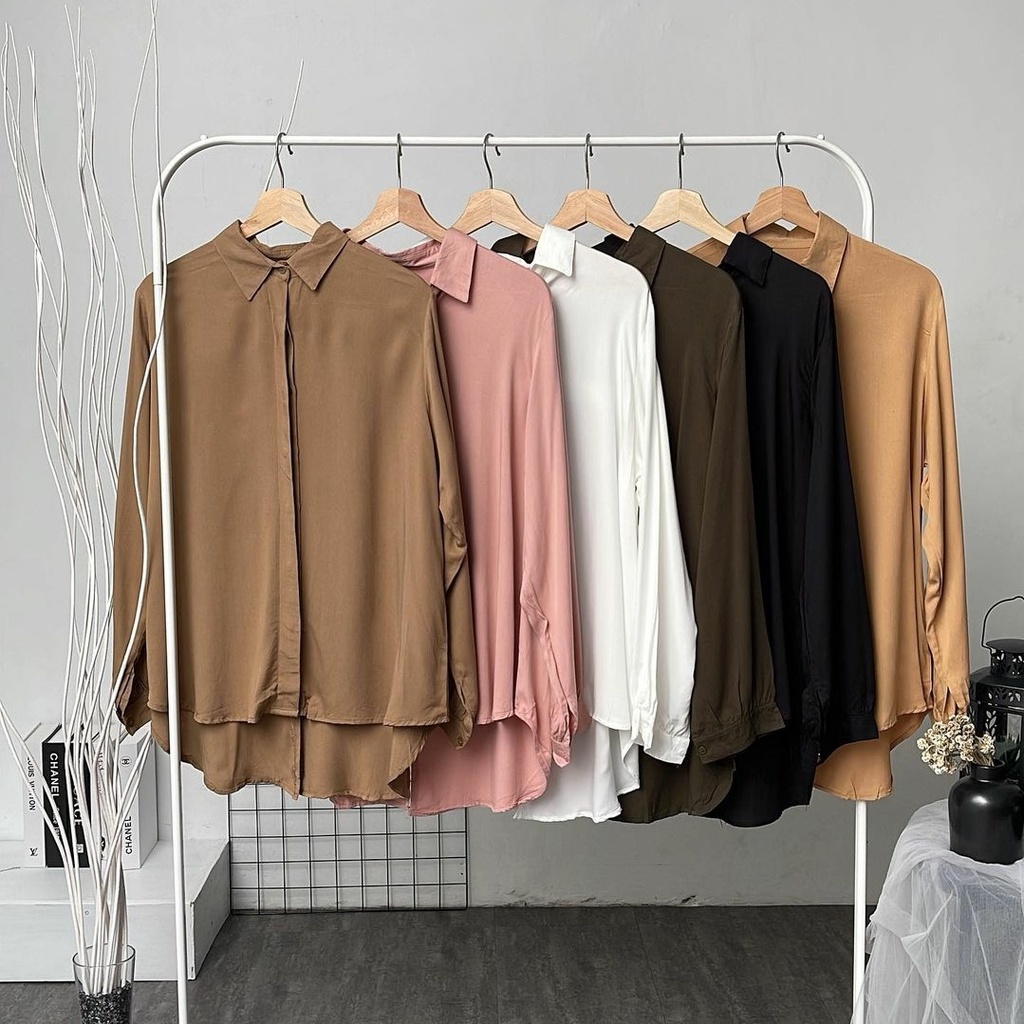 (MGA) KEMEJA BIWAN OVERSIZE BLOUSE BUSUI DAILY RAYON UNIQLO