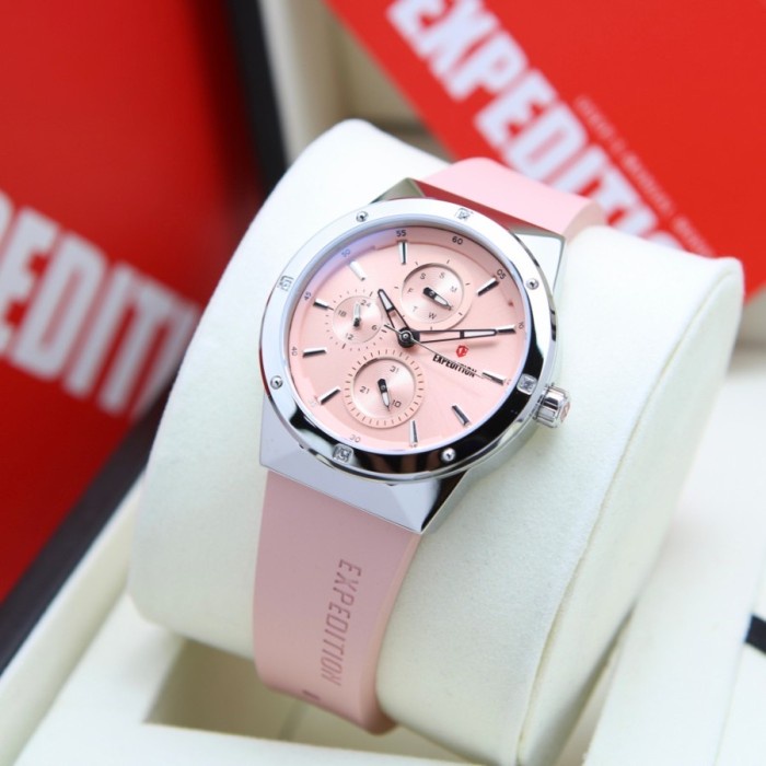 JAM TANGAN WANITA EXPEDITION E 6818 ORIGINAL SILVER PINK