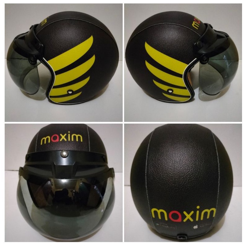 helm bogo retro dewasa motif Maxim hitam.