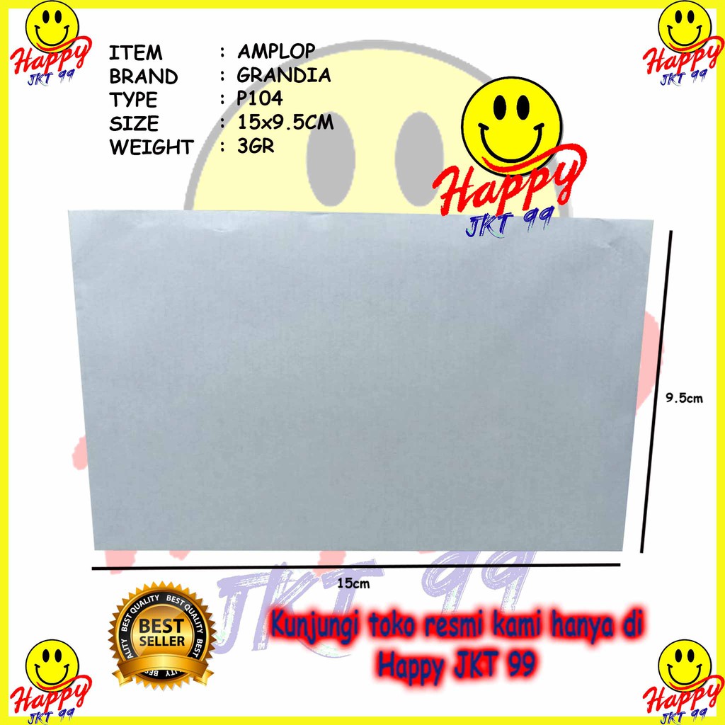 [ HAPPY JKT 99 ] AMPLOP POLOS PUTIH LEM 104 GRANDIA 15CM X 9.5CM PER PCS