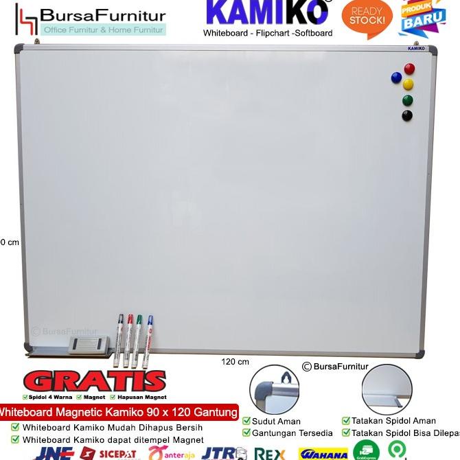 

Whiteboard Kamiko 90 x 120 Spidol H,B,HJ, M, Hapus magnet, Magnet