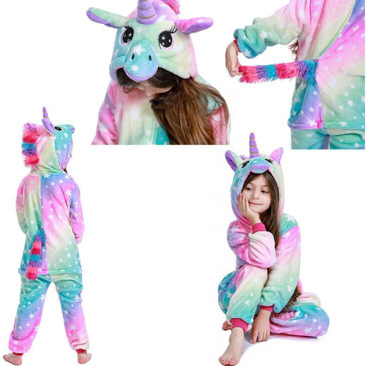 KOSTUM ONESIE UNICORN COSMIC FLYING HORSE ANAK PIYAMA COSPLAY PESTA