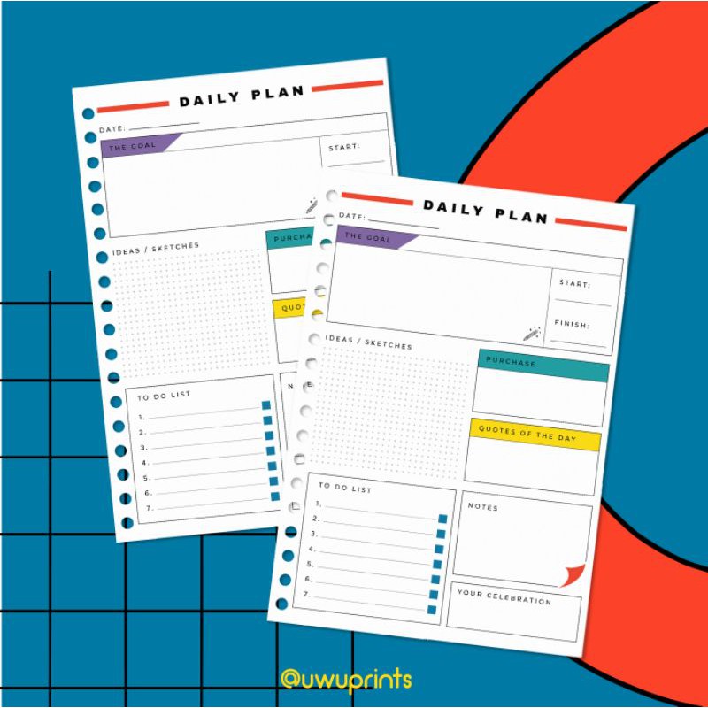 

Retro Daily Goal Planner Loose Leaf by UWUPRINTS