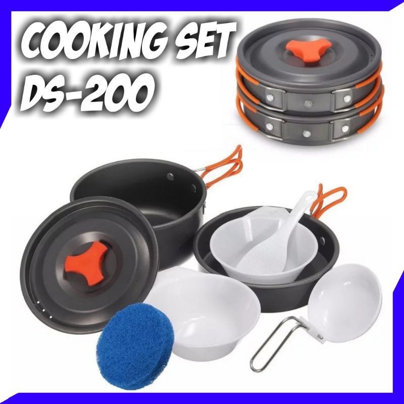 cooking set nesting ds 200 ds200 alat masak panci camping outdoor 1 2 orang