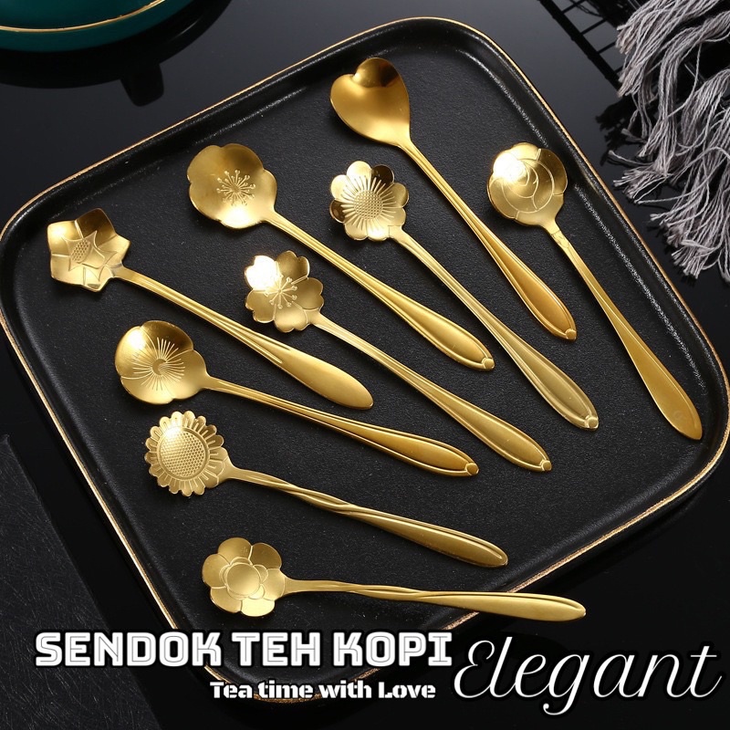 AZ Sendok Teh Kopi Set Tea Spoon Mewah Berkelas Tea Time With Love