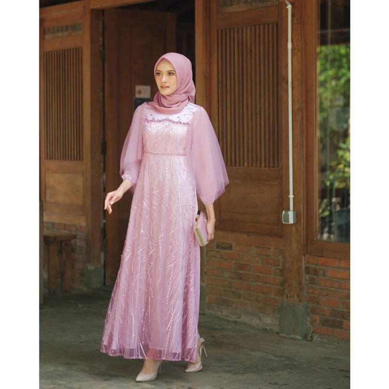 GAMIS BRUKAT LUNA DRESS LEBARAN BROKAT GAMIS LEBARAN KONDANGAN /queenbutik