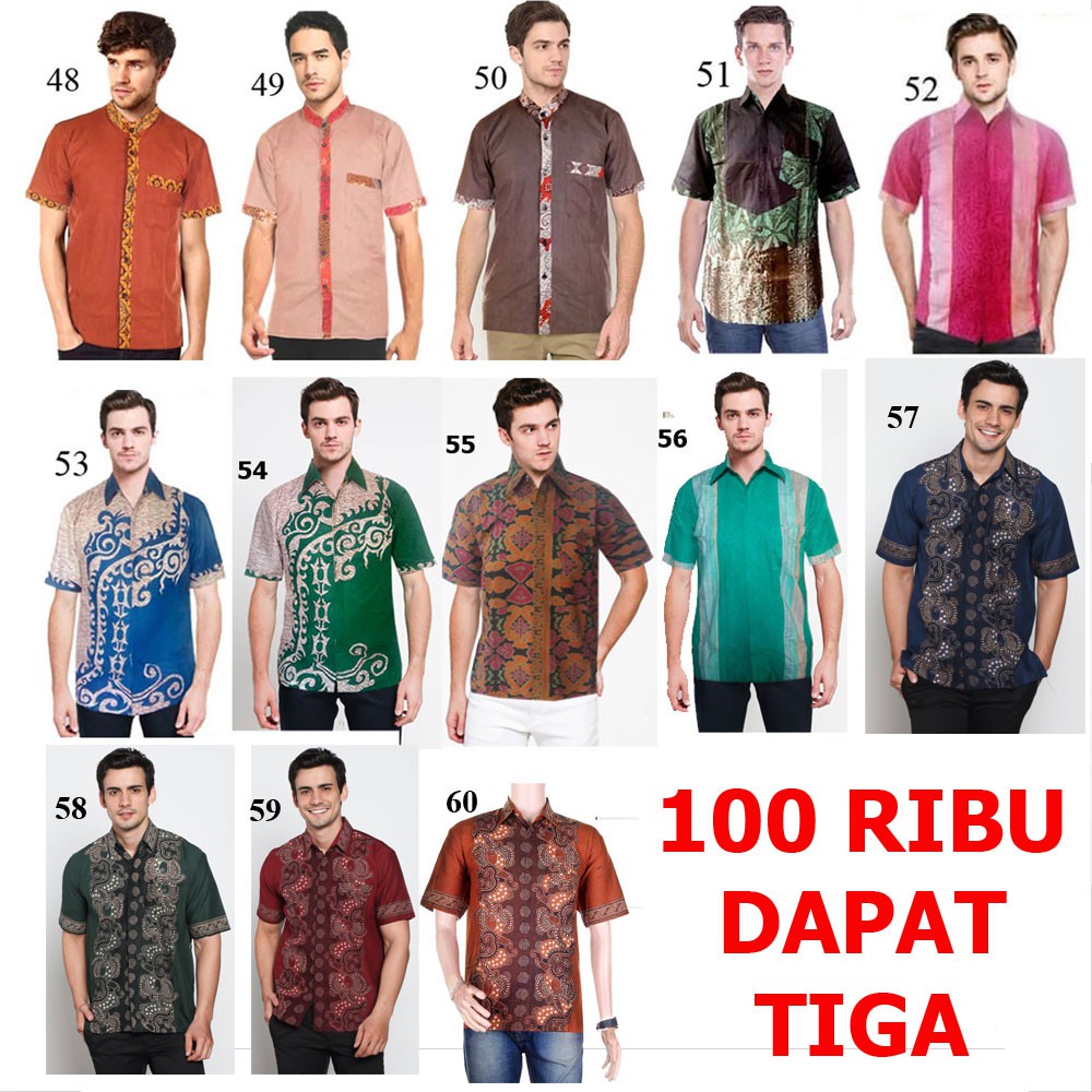 99 ribu Dapat 3 Kemeja Batik Motif Terkini