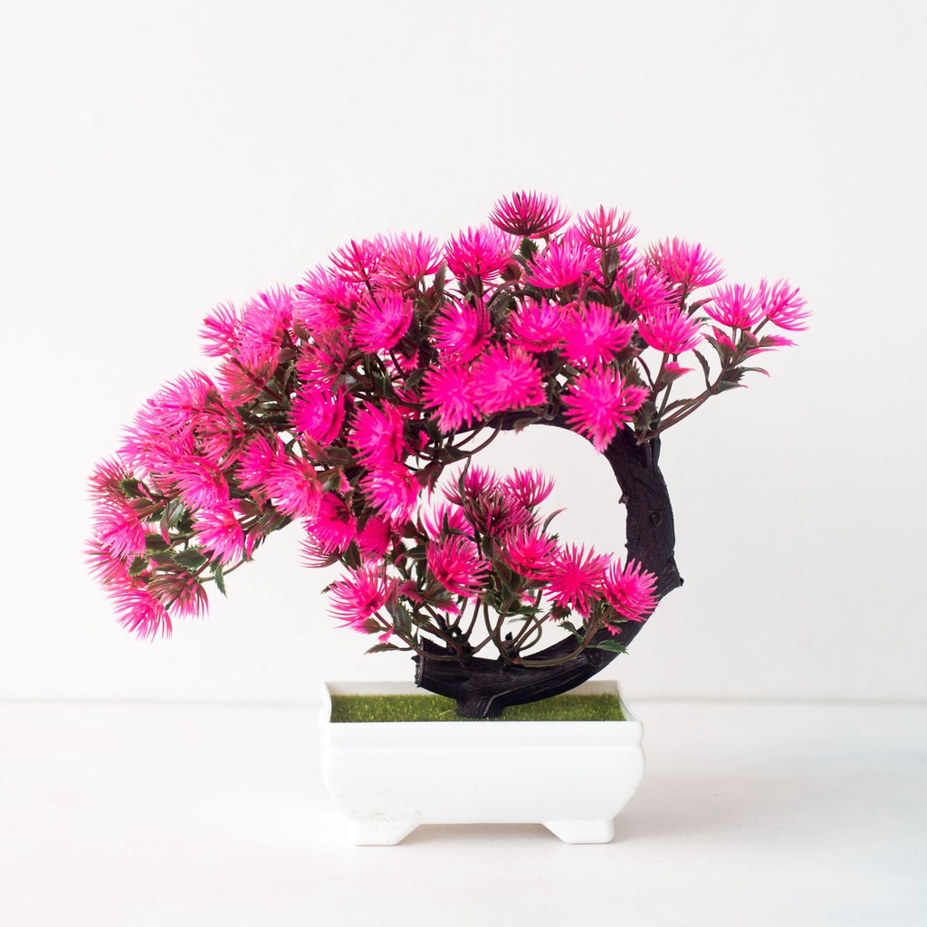 AM571 Bunga Plastik / Pajangan Bunga Artifisial / Vas Petak-Pink