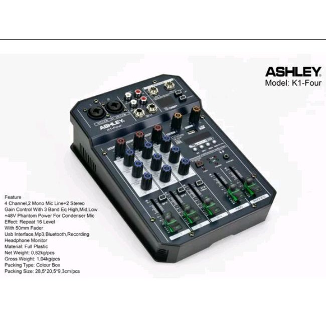 Mixer Ashley K1 Four K 1 Four 4 Channel CH Mixer Bluetooth USB