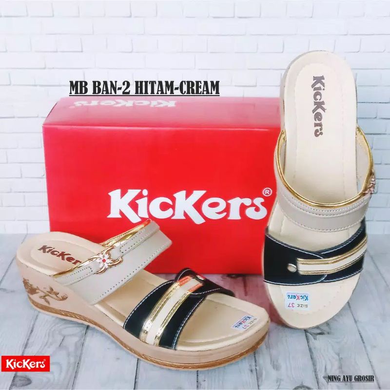 sandal wedges wanita kickers model selop