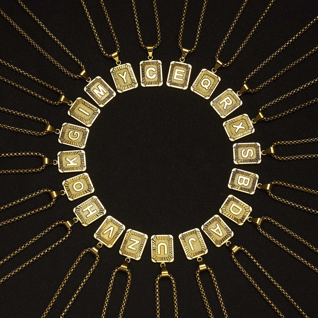 Kalung Rantai Liontin Inisial 26 Huruf Lapis Emas Perak Ukuran 22 Inci Untuk Pria Dan Wanita