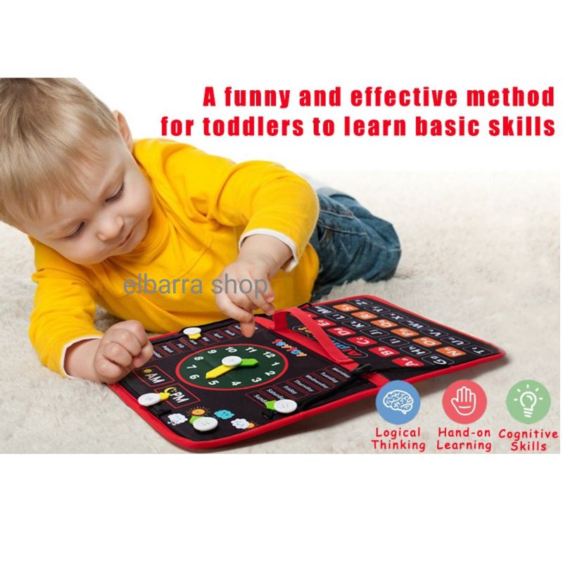 Mainan Edukasi Anak Papan Belajar Activity Basic Skill Montessori Preschool Toys Busy Board Practical Early Educational Sensory with Buckles Kado Ulang Tahun Quiet Busy Book