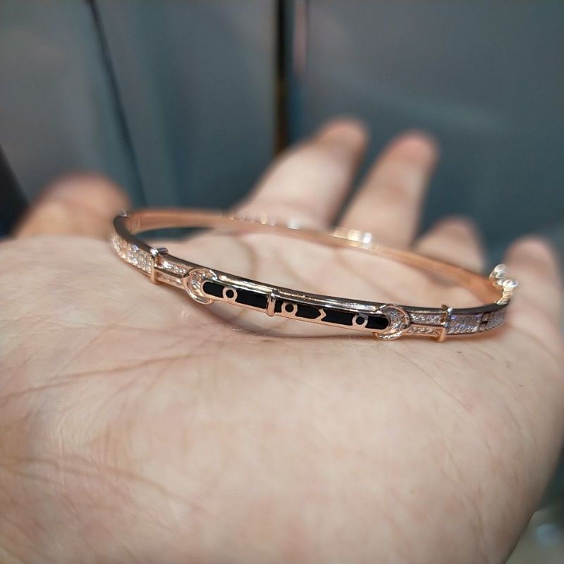 gelang kroncong cat hitam mata, emas 375