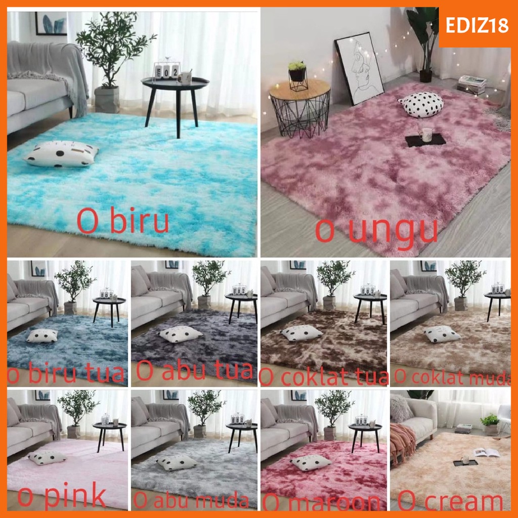 200x200 karpet bulu ombre tebal bulu 4cm
