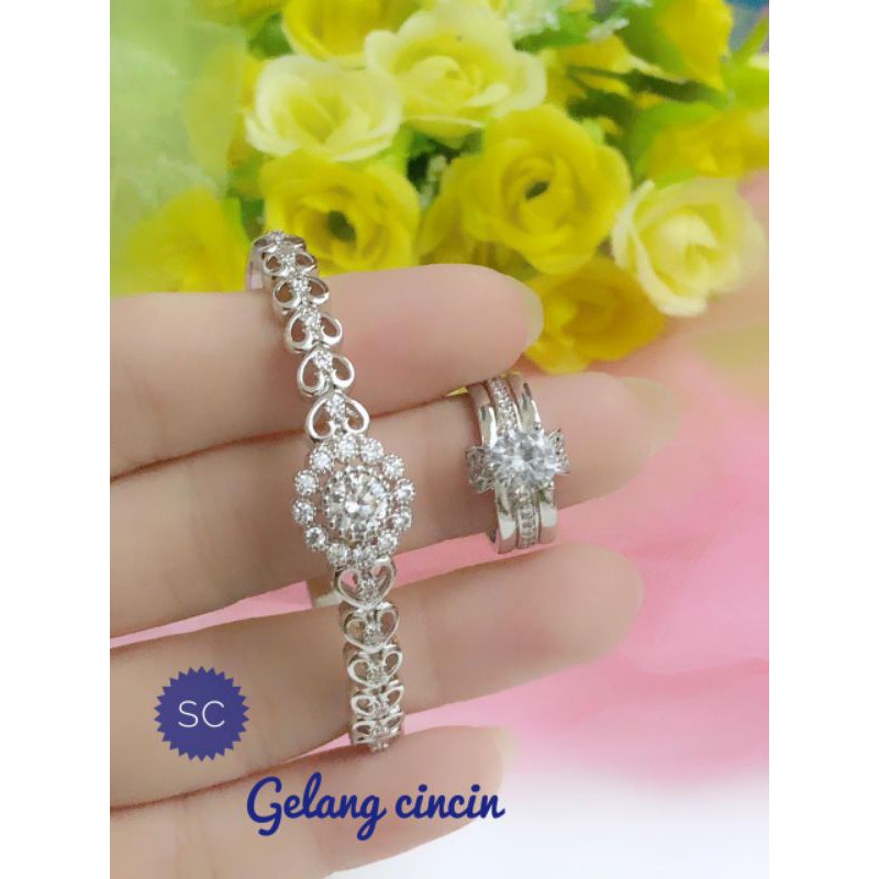 [Xuping] Set gelang cincin silver bangle permata xuping 120521