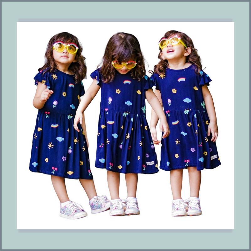 [Ramona Co] Dress Anak Moniq 1-6 Tahun Mix Motif Baju Anak Perempuan Bahan Katun Rayon Super Premium